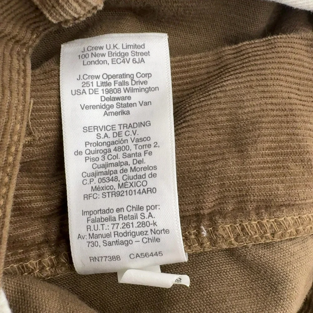 J Crew Pants Mens 33 Brown Cotton Corduroy 484 Slim Casual Preppy